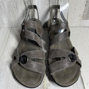 MEPHISTO SANDALS EU 39 US SIZE 9 ADJUSTABLE HEEL GRAY SUEDE SILVER SPARK…